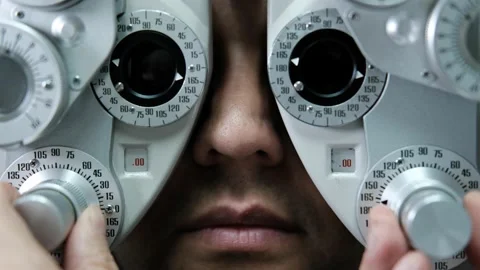 Eye exam at the ophthalmologist Video stock 220487149