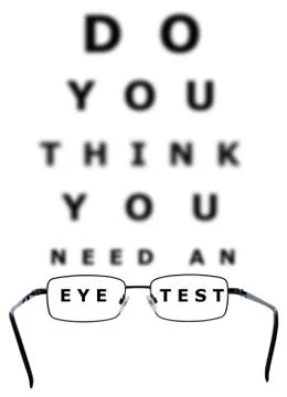 Eye examination chart and glasses Stock Illustration