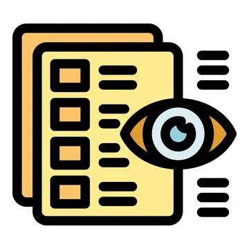 Eye examining documents representing data analysis and review Illustrazione stock