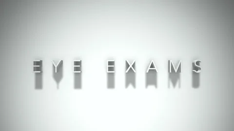 Eye exams 3D title animation with shadows on a white background Stock Footage 297109770