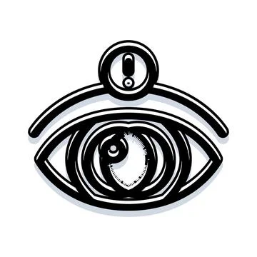 Eye with exclamation mark representing vision alert Illustrazione stock
