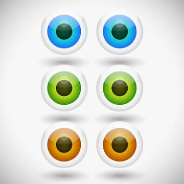 Eye, eyeball graphics in different colors. Gray, green, brown and blue eyes.  イラスト素材