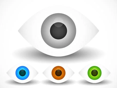 Eye, eyeball graphics in different colors. Gray, green, brown and blue eyes.  스톡 일러스트