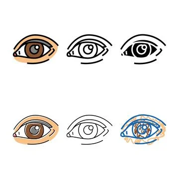 Eye face color icon stylized vector Stock Illustration