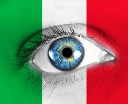 Eye of the fan with flag Foto stock