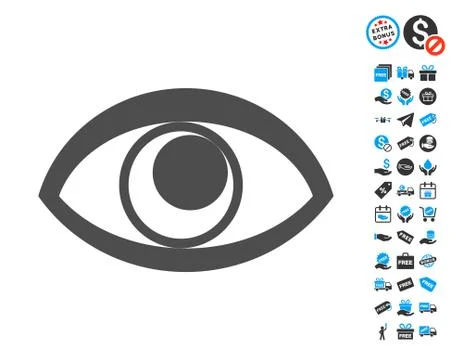 Eye Flat Icon with free bonus elements Stock Illustration