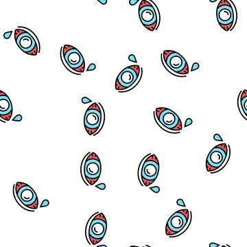 Eye flowing tears vector seamless pattern Stock Illustration