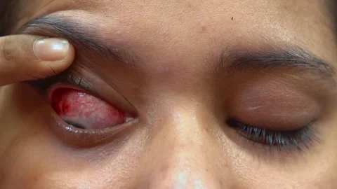 Eye flu infection close up Stock Footage 251649061