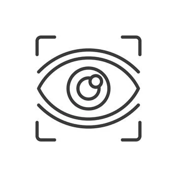 Eye Focus, icon in line design. Eye, focus, vision, sight, clarity, attention Stock-Illustration
