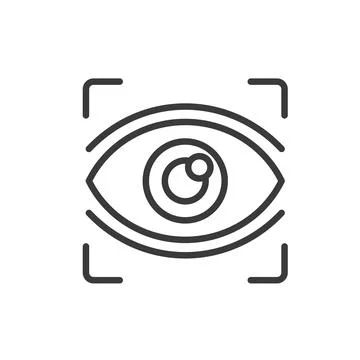 Eye focus optometry, icon in line design. Eye, focus, optometry, vision, test Stock-Illustration