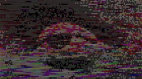 Eye font made from 1 and 0 with looking everywhere and reading movement 4k Loop Stock Footage 129454408