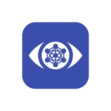 Eye with geometric pattern blue icon for vision and advanced digital percep.. Stock Illustration