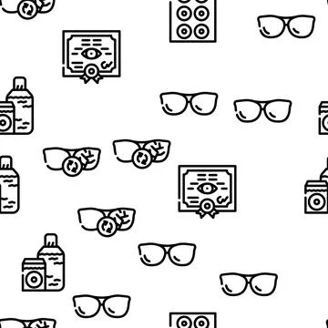 Eye Glasses And Lens Vector Seamless Pattern Stock Illustration