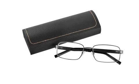Eye glasses with case Stock Photos