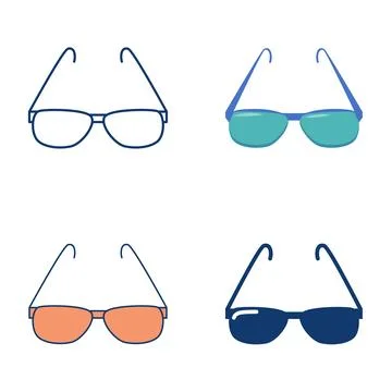 Eye glasses flat and line icon set Stock Illustration