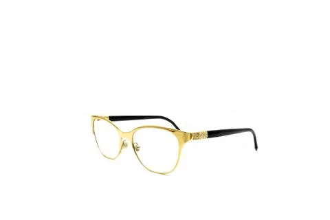 Eye glasses metal in rectangular frame isolated on white background. Stock Photos