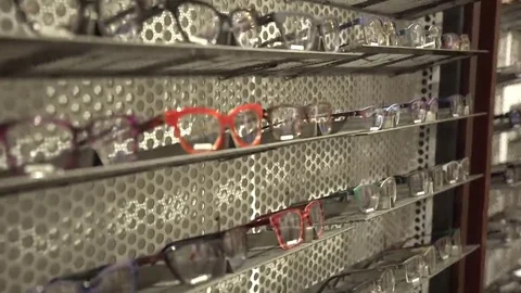 Eye glasses on the rack Video stock 69144926