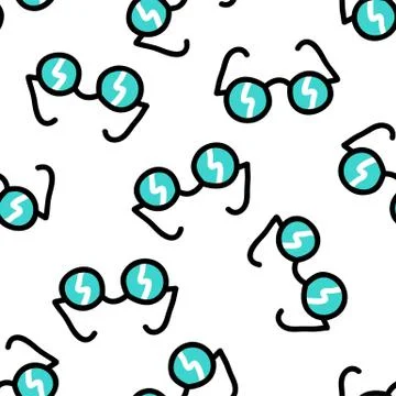 Eye glasses seamless doodle pattern, vector illustration Stock Illustration