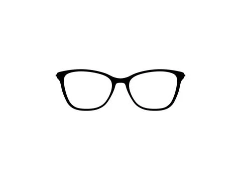 Eye Glasses Silhouette, Front View, Flat Style Stock Illustration