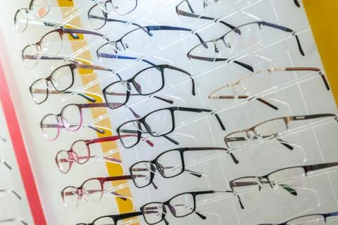 Eye glasses on the stand Stock Photos