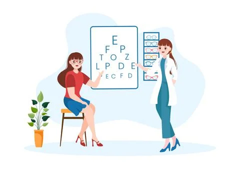 Eye Glasses Store or Optical Shop with Accessories, Optician, Checking Vision Illustrazione stock