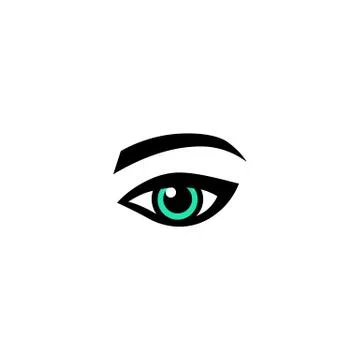 Eye green, vision icon or lady s eye in simple design on an isolated backgrou Stock Illustration