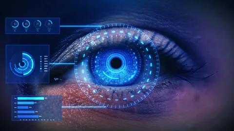 Eye hi tech futuristic technology Cyber vision eye. Hud elements. hud Stock Footage 333969477