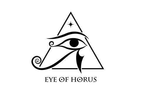 Eye Of Horus Logo design. The ancient Egyptian Moon sign. Mighty Pharaohs amulet Stock Illustration