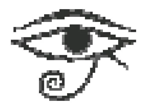 Eye of Horus in pixel style. Pixelated Eye of Ra isolated on white backgrou.. Stock Illustration