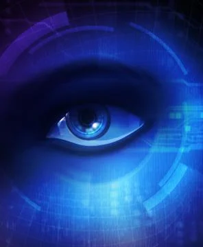 Eye of human and electronics Stock Illustration