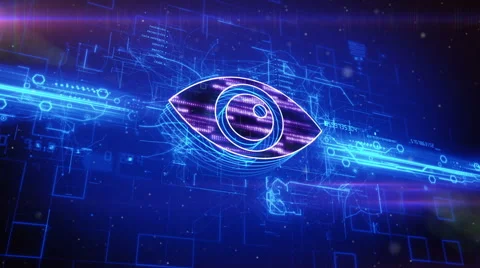 Eye icon on abstract blue background Stock Footage 63509481