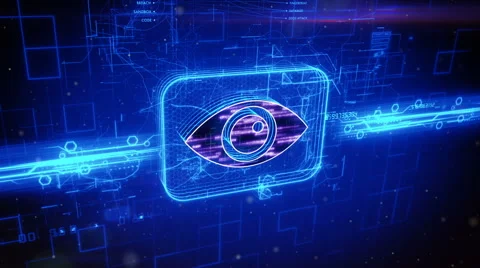 Eye icon on abstract blue background Stock Footage 63509487