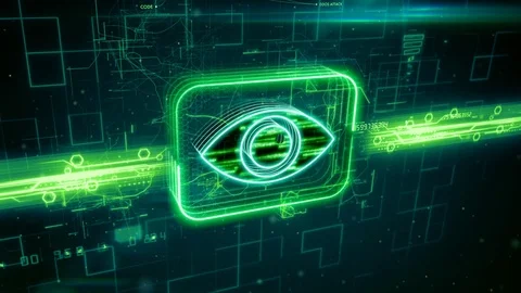 Eye icon on abstract green background Stock Footage 72685833