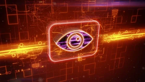 Eye icon on abstract orange background Stock Footage 72288413