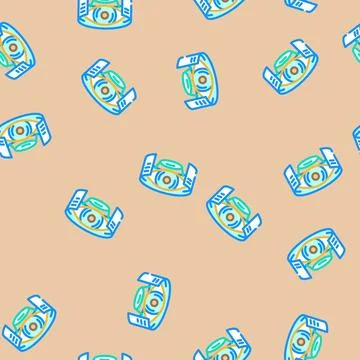 Eye icon with ar augmented reality vector seamless pattern Stock Illustration