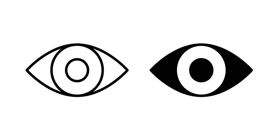Eye icon black vector isolated on white Stock Illustration