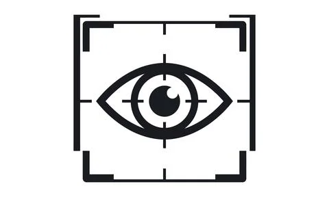 An eye icon centered inside a digital scanning target frame Stock Illustration