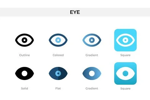 Eye icon in different style. eye vector icons designed in outline, solid, c.. Stock Illustration