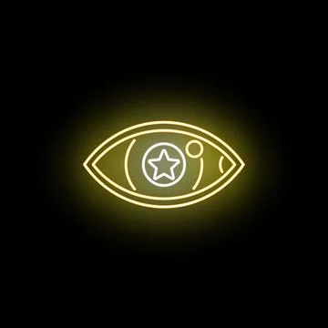 Eye icon glowing neon light on black background Stock Illustration