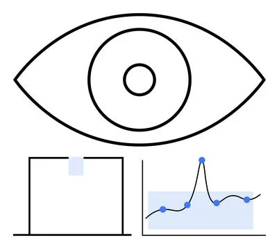 Eye Icon with Graphs Representing Data Analysis and Vision 스톡 일러스트