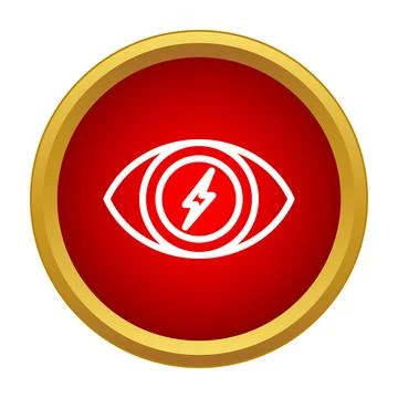 Eye icon with lightning bolt on red background Stock Illustration