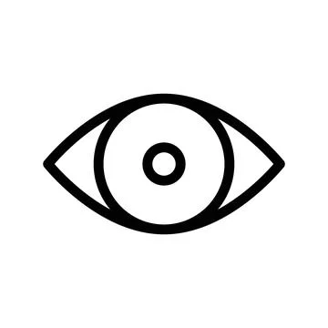 Eye icon linear logo mark in black and white Stock Illustration