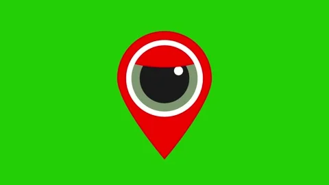 Eye Icon on Map Pin Animation with Green Background Video stock 291915310