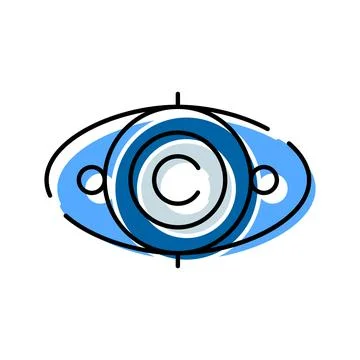 Eye icon observing intellectual property and creative rights Illustrazione stock