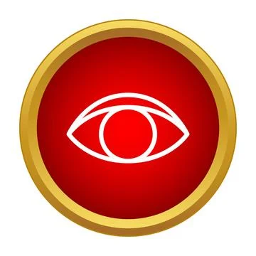 Eye icon observing on red alert button Stock Illustration