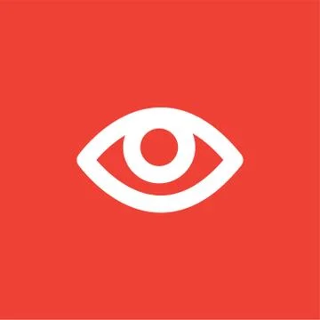 Eye Icon On Red Background. Red Flat Style Vector Illustration Stock Illustration
