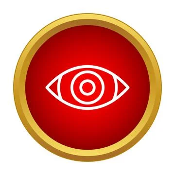 Eye icon on red button symbolizing vision or surveillance 스톡 일러스트