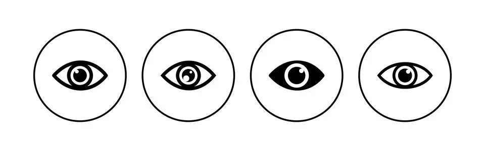 Eye icon set. Eye vector icon. Look and Vision icon. Stock Illustration