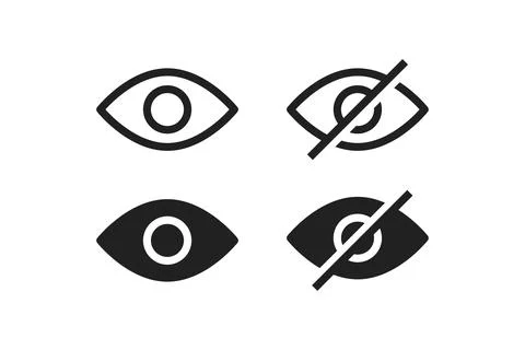 Eye icon set. View line concept symbol. Vision outline sign, look and see v.. Stock Illustration