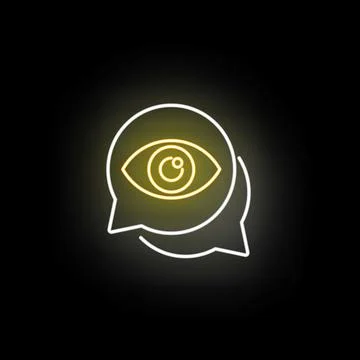 Eye icon in speech bubble on black Stock Illustration